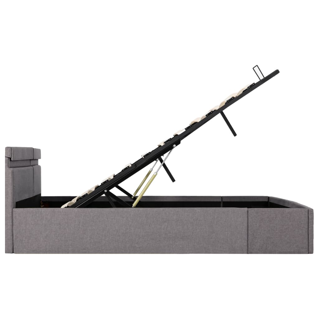 Cadru pat hidraulic cu ladă și LED gri taupe 160x200 cm textil GartenMobel Dekor