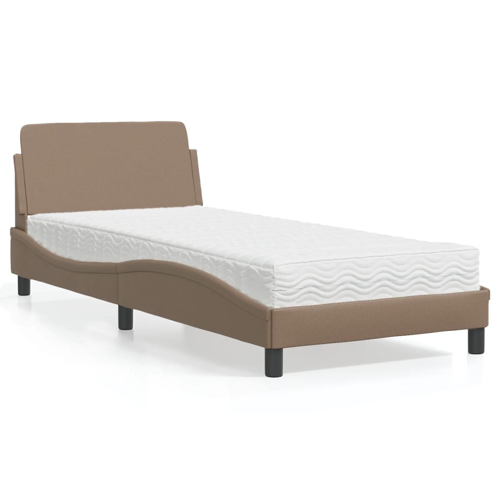 Pat cu saltea, cappuccino, 90x200 cm piele ecologică GartenMobel Dekor