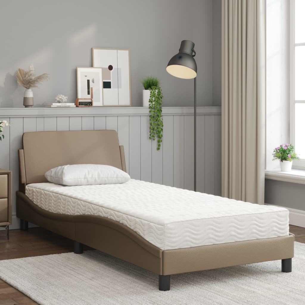 Pat cu saltea, cappuccino, 90x200 cm piele ecologică GartenMobel Dekor