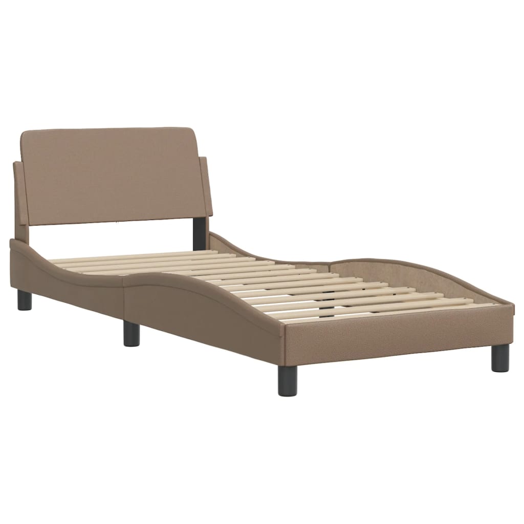 Pat cu saltea, cappuccino, 90x200 cm piele ecologică GartenMobel Dekor