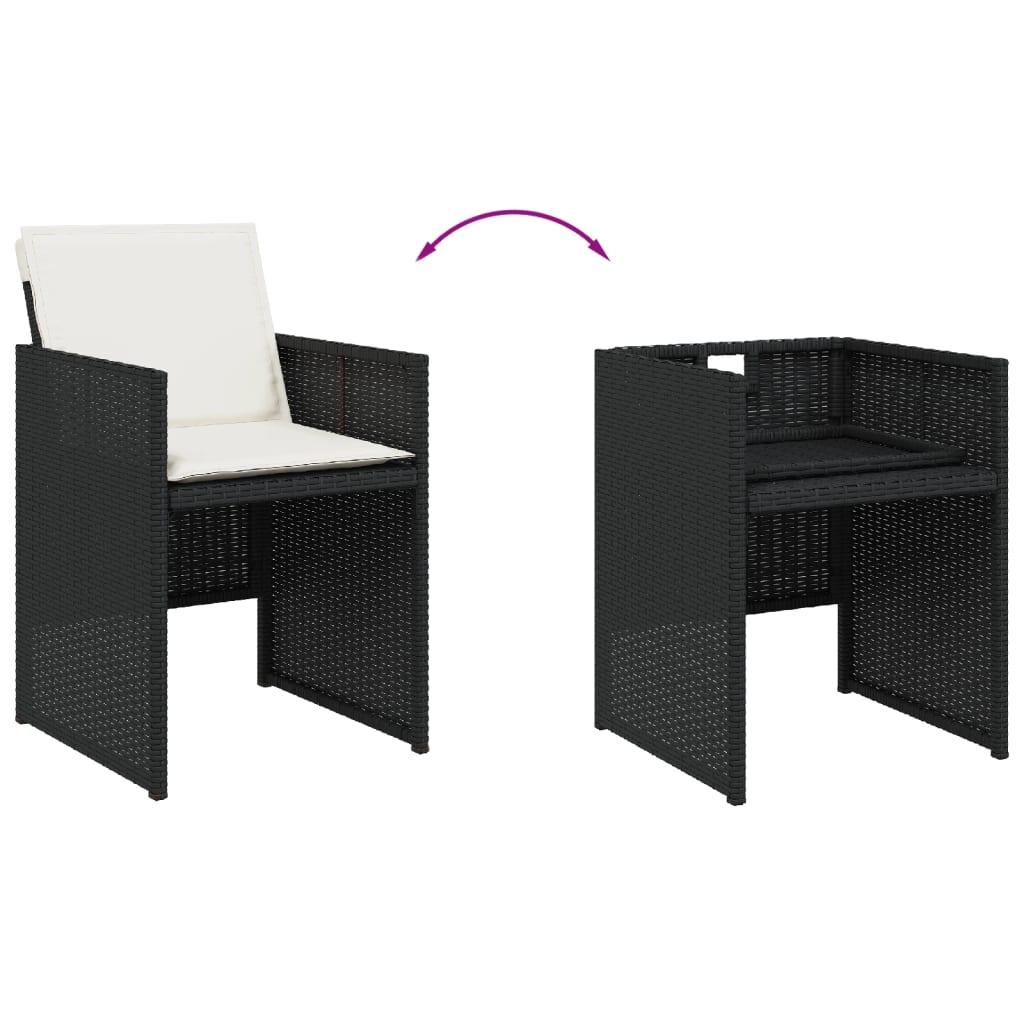 Set mobilier de grădină cu perne, 17 piese, negru, poliratan GartenMobel Dekor