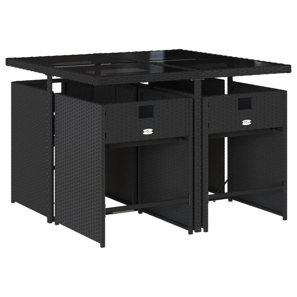 Set mobilier de grădină cu perne, 5 piese, negru, poliratan GartenMobel Dekor