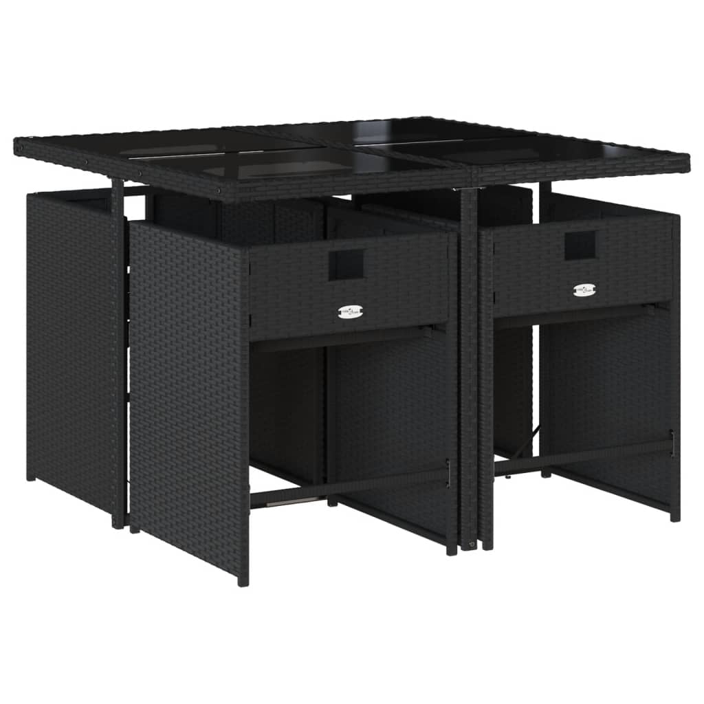 Set mobilier de grădină cu perne, 5 piese, negru, poliratan GartenMobel Dekor