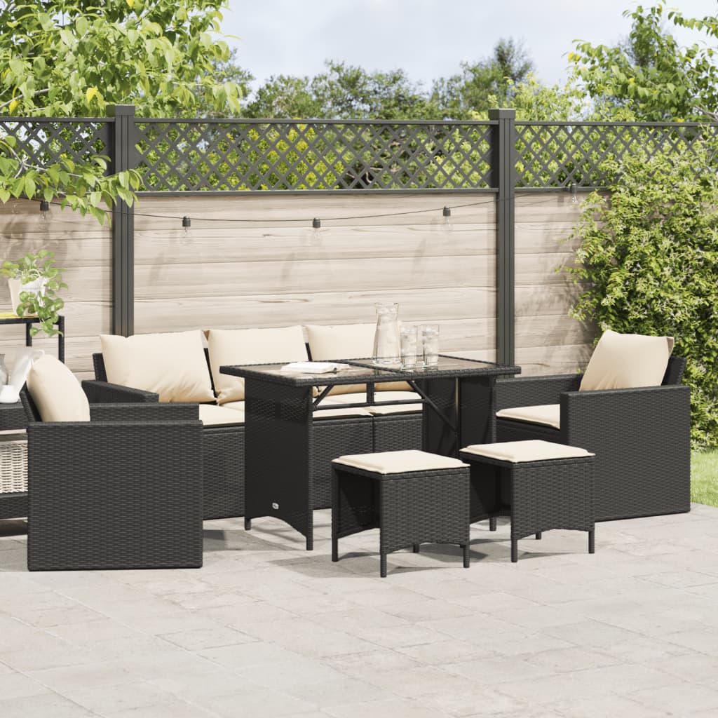 Set mobilier de grădină cu perne, 6 piese, negru, poliratan GartenMobel Dekor