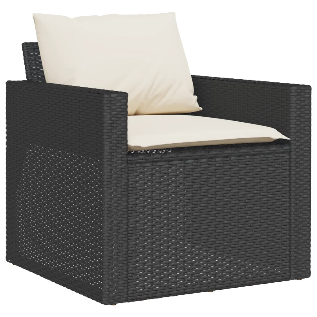 Set mobilier de grădină cu perne, 6 piese, negru, poliratan GartenMobel Dekor