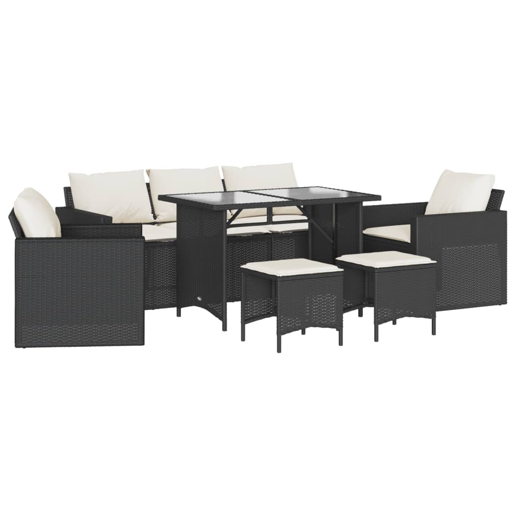 Set mobilier de grădină cu perne, 6 piese, negru, poliratan GartenMobel Dekor