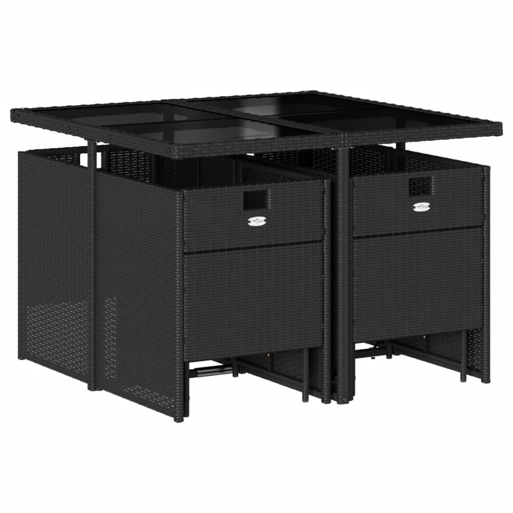 Set mobilier de grădină cu perne, 9 piese, negru, poliratan GartenMobel Dekor