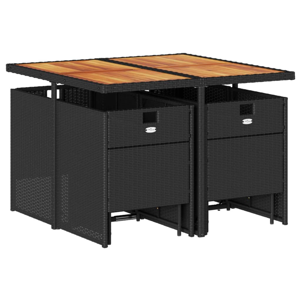 Set mobilier de grădină cu perne, 9 piese, negru, poliratan GartenMobel Dekor