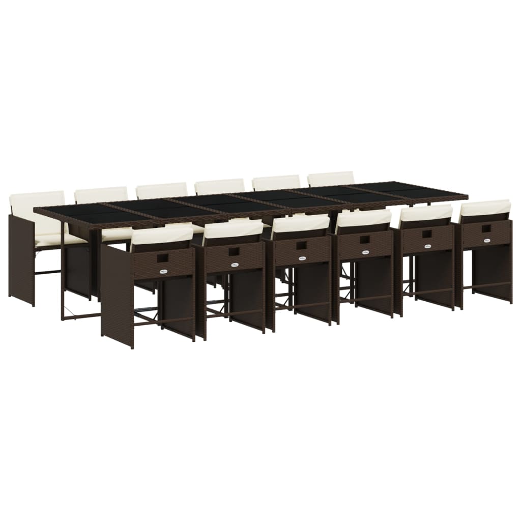 Set mobilier de grădină, 13 piese, maro, cu perne, poliratan GartenMobel Dekor