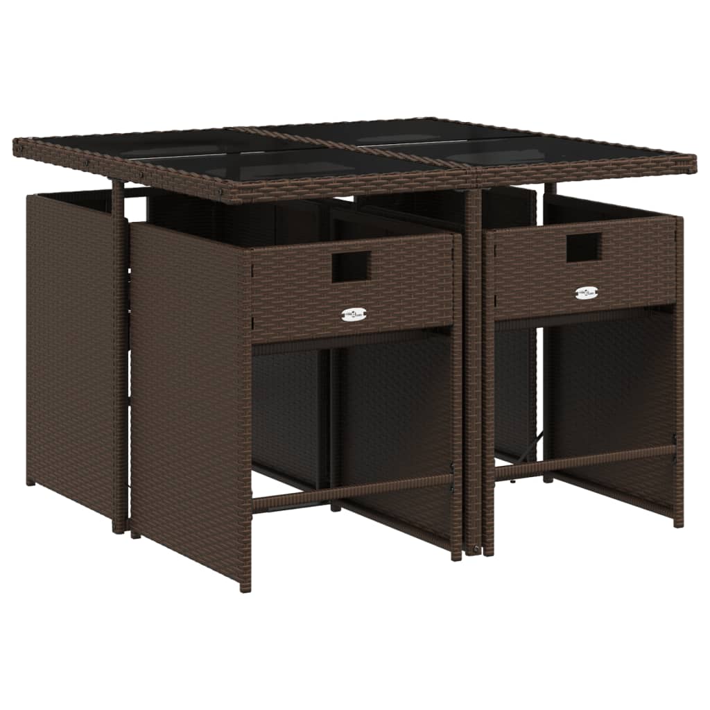 Set mobilier de grădină, 5 piese, cu perne, maro, poliratan GartenMobel Dekor