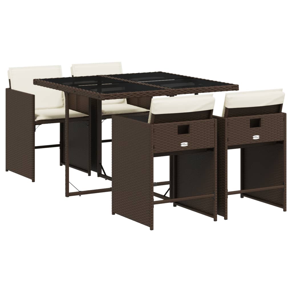 Set mobilier de grădină, 5 piese, cu perne, maro, poliratan GartenMobel Dekor