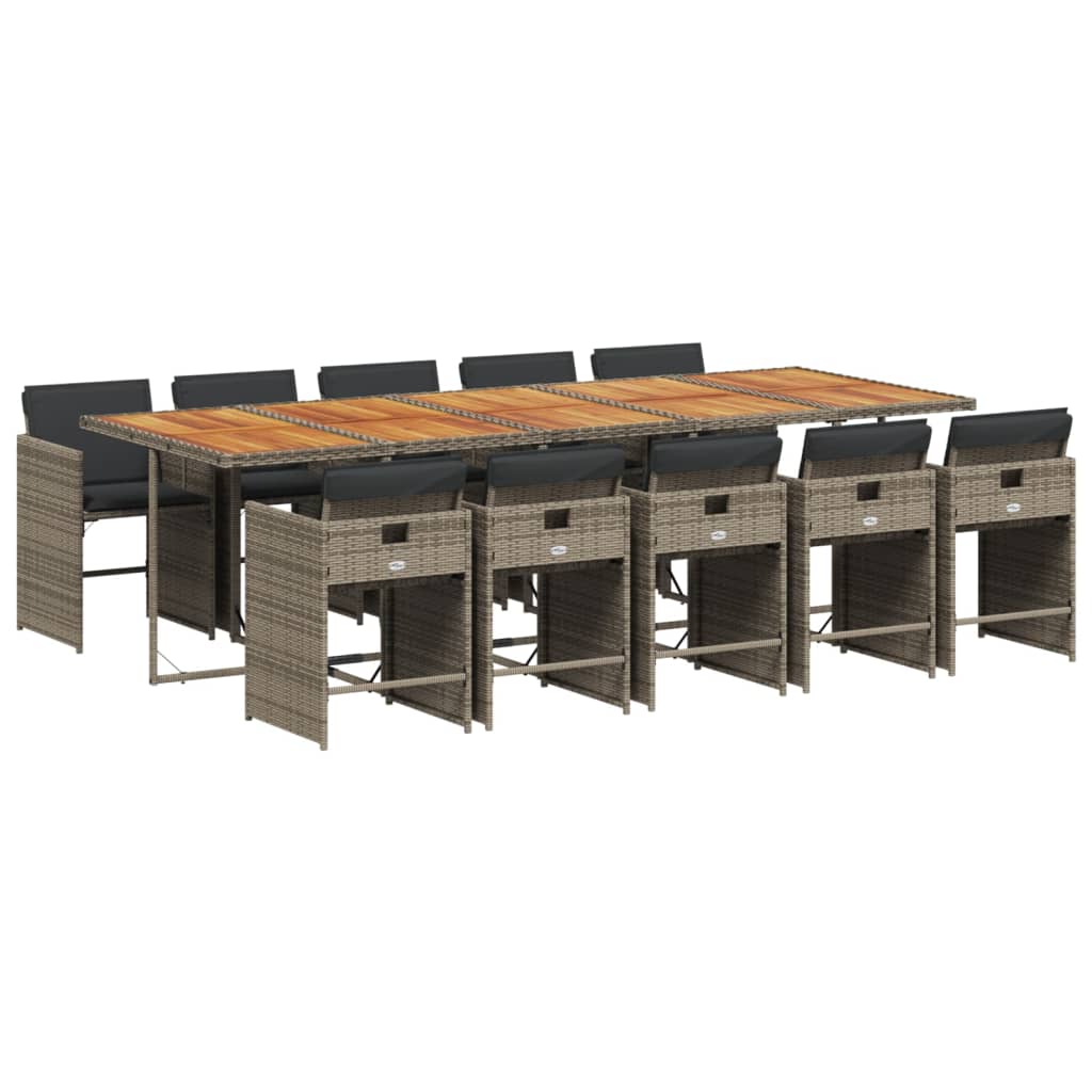 Set mobilier de grădină cu perne, 11 piese, gri, poliratan GartenMobel Dekor