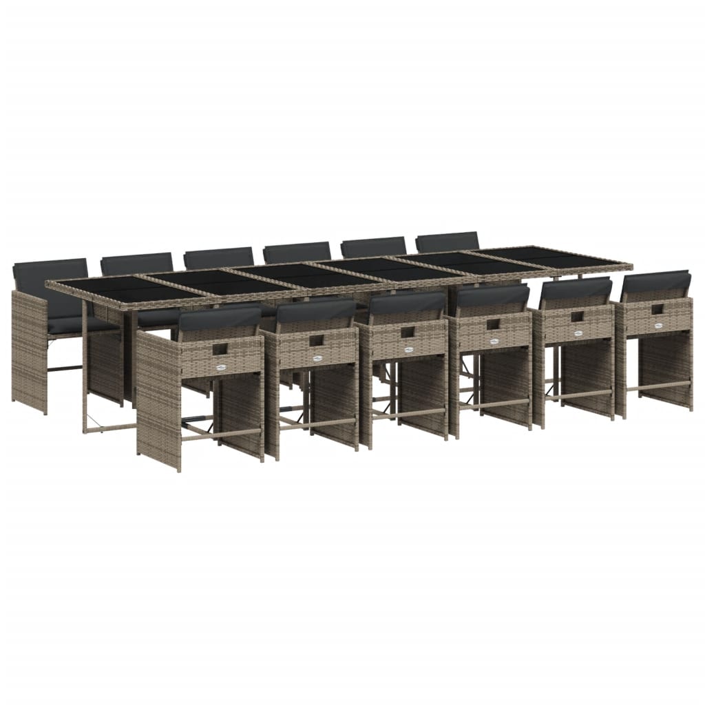 Set mobilier de grădină cu perne, 13 piese, gri, poliratan GartenMobel Dekor