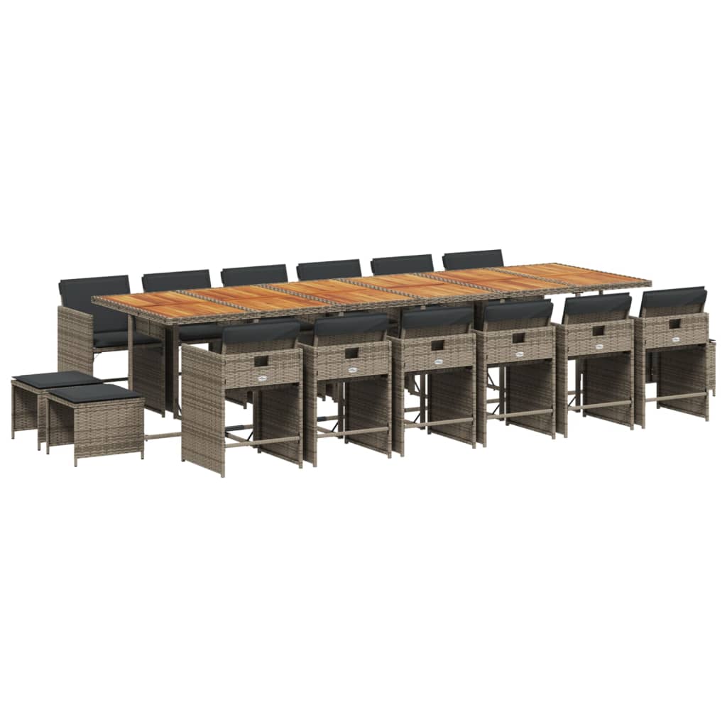 Set mobilier de grădină cu perne, 17 piese, gri, poliratan GartenMobel Dekor