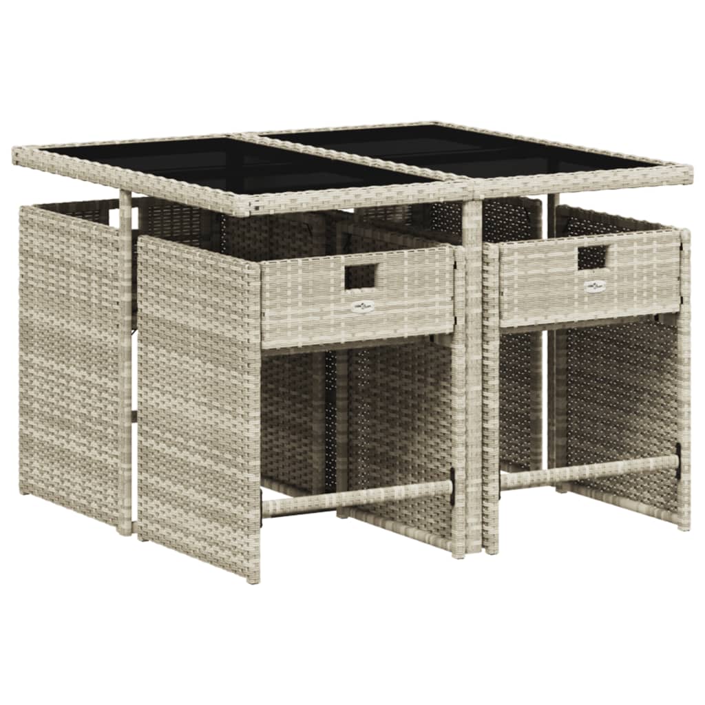 Set mobilier de grădină cu perne, 5 piese gri deschis poliratan GartenMobel Dekor