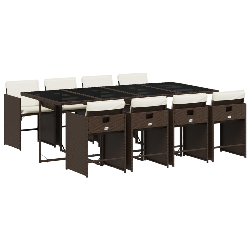 Set mobilier de grădină cu perne, 9 piese, maro, poliratan GartenMobel Dekor