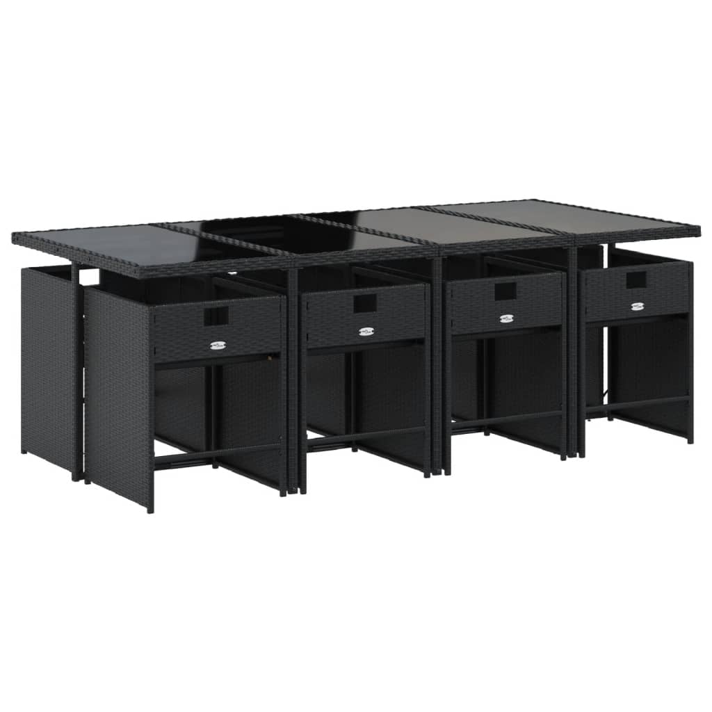 Set mobilier de grădină cu perne, 9 piese, negru, poliratan GartenMobel Dekor