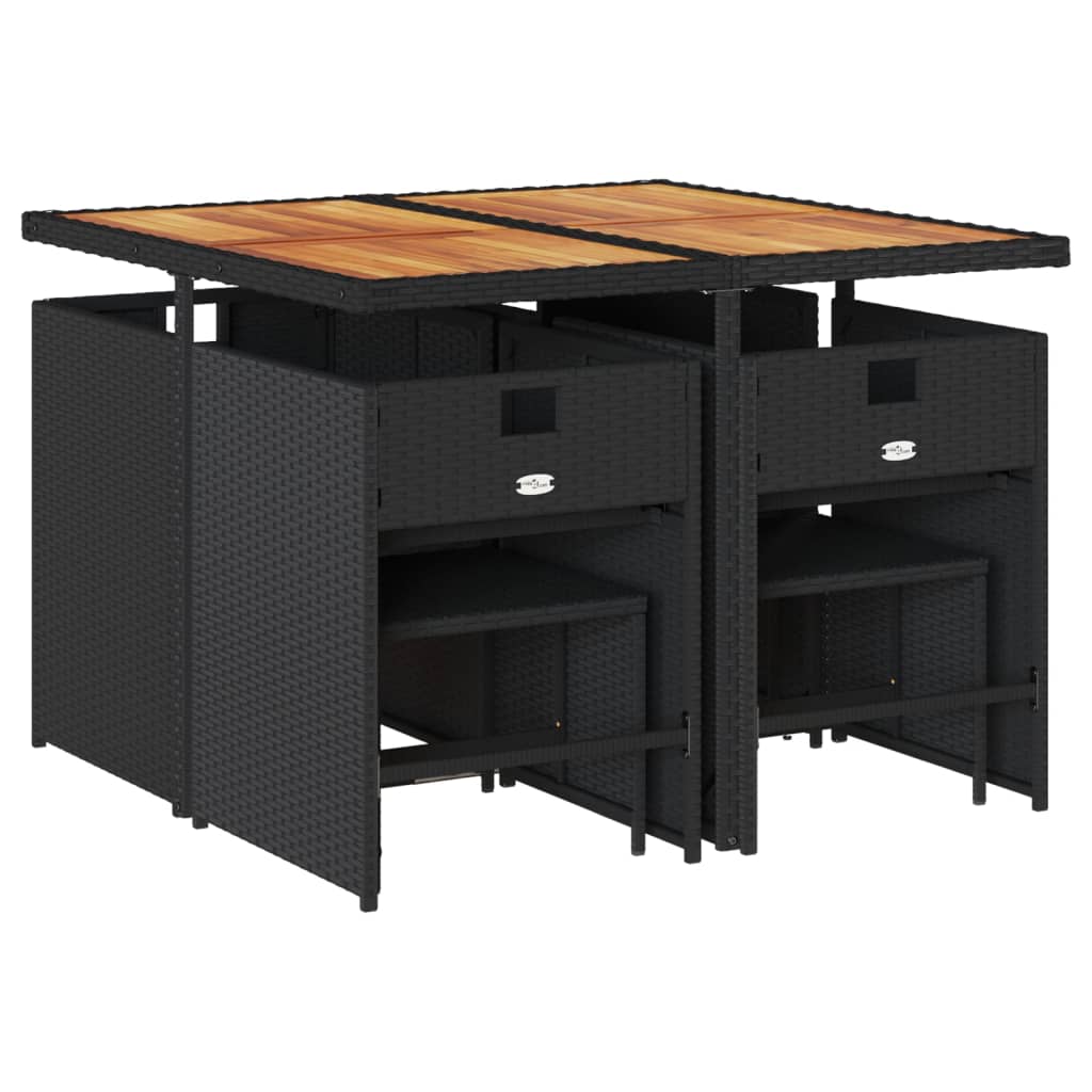 Set mobilier de grădină cu perne, 9 piese, negru, poliratan GartenMobel Dekor