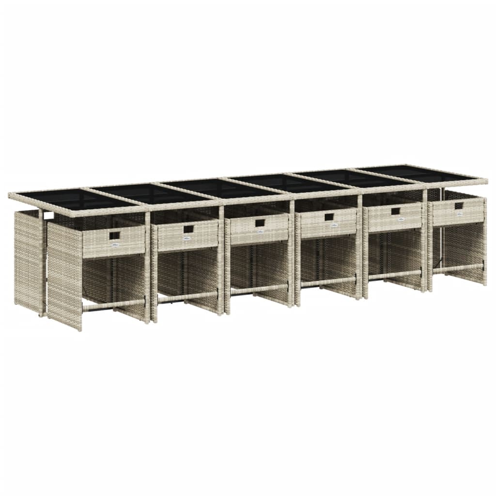 Set mobilier de grădină cu perne 13 piese gri deschis poliratan GartenMobel Dekor