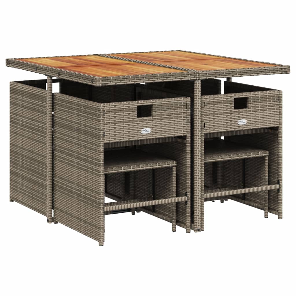 Set mobilier grădină cu perne, 9 piese, gri, poliratan GartenMobel Dekor