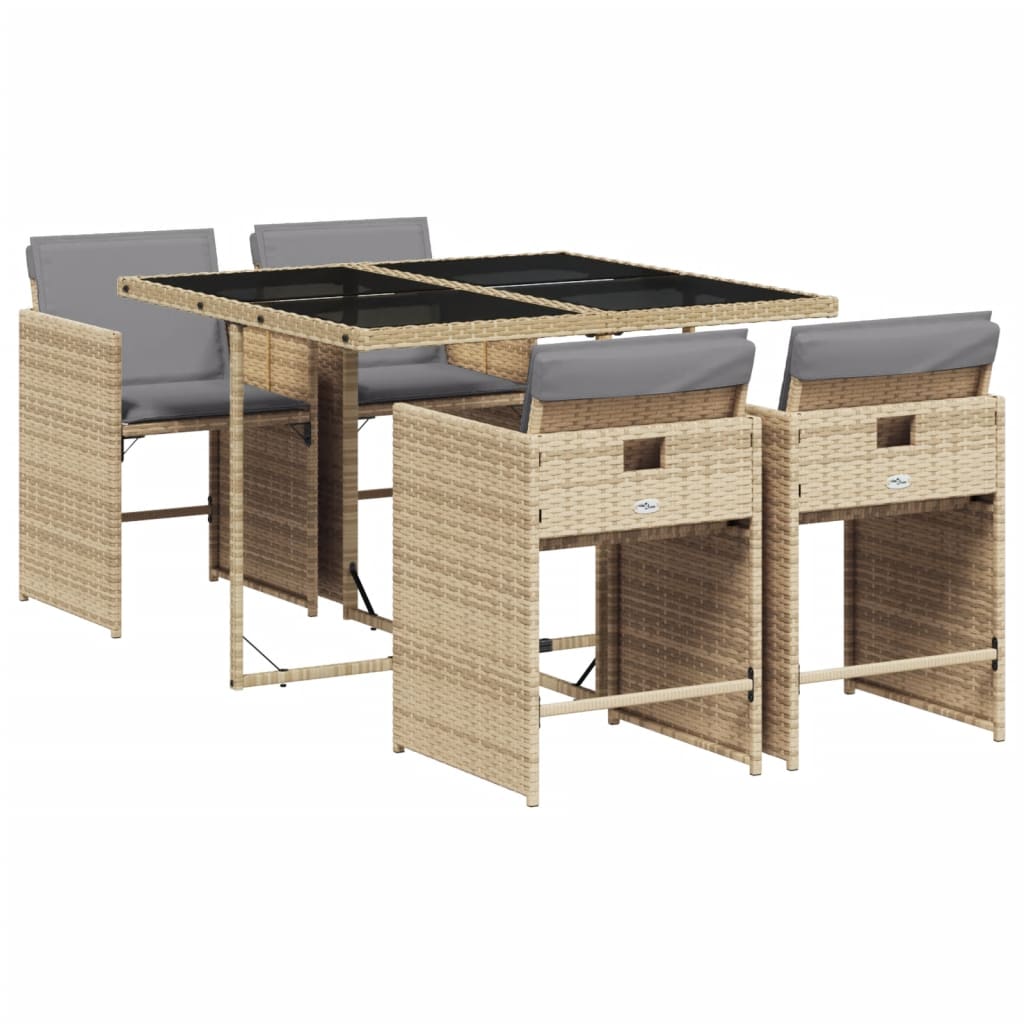 Set mobilier pentru grădină, 5 piese, cu perne, bej, poliratan GartenMobel Dekor