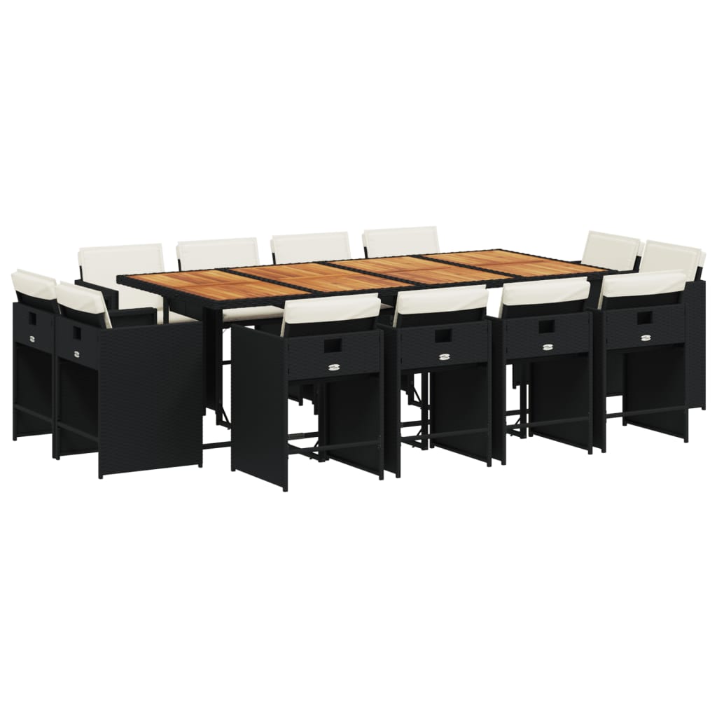 Set mobilier de grădină cu perne, 13 piese, negru, poliratan GartenMobel Dekor