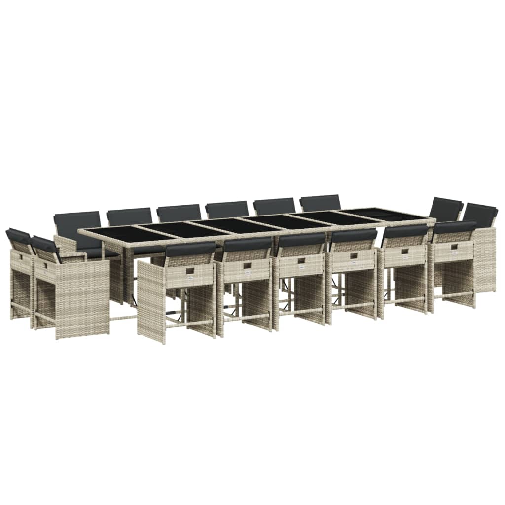 Set mobilier de grădină cu perne 17 piese gri deschis poliratan GartenMobel Dekor