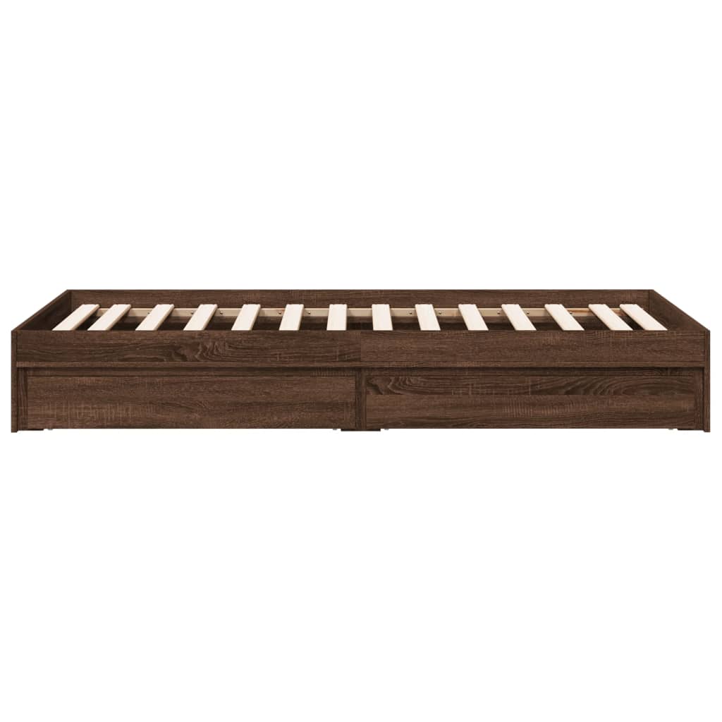Cadru de pat cu sertare stejar maro 75x190 cm lemn prelucrat GartenMobel Dekor