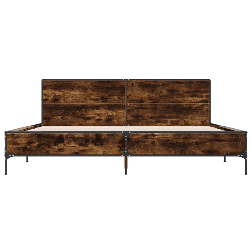 Cadru de pat, stejar fumuriu 200x200 cm lemn prelucrat și metal GartenMobel Dekor