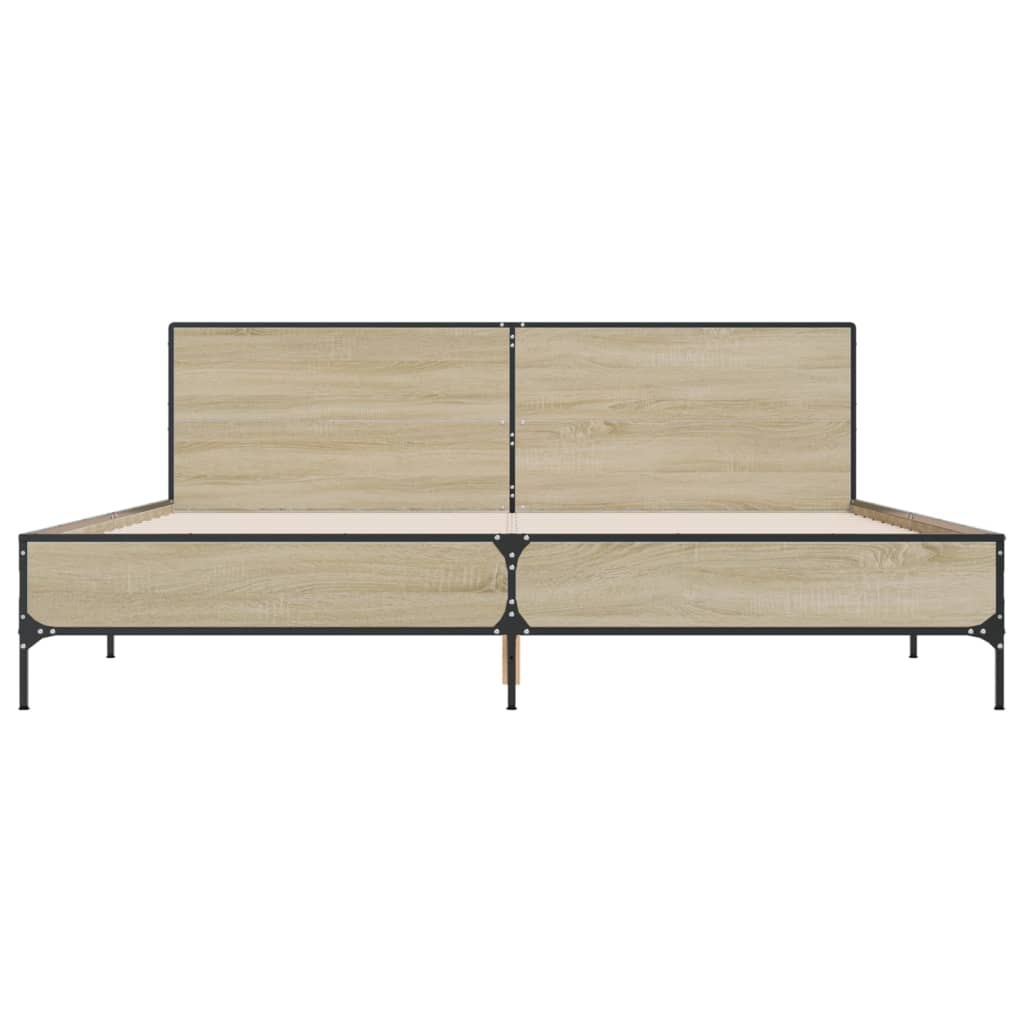 Cadru de pat, stejar sonoma, 180x200cm, lemn prelucrat și metal GartenMobel Dekor