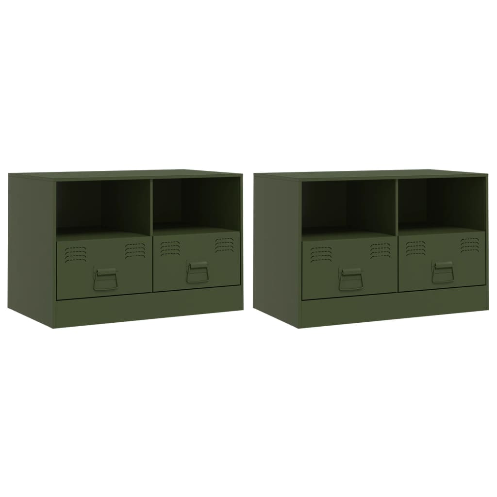 Dulapuri TV 2 buc., verde măslină, 67x39x44 cm Otel GartenMobel Dekor