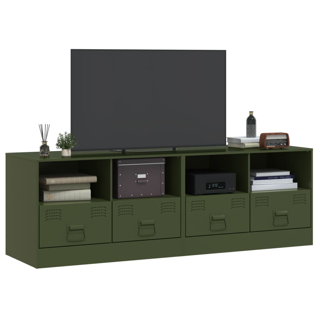 Dulapuri TV 2 buc., verde măslină, 67x39x44 cm Otel GartenMobel Dekor