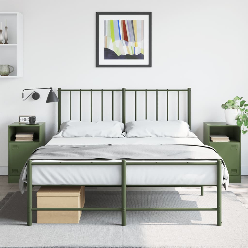 Noptiere, 2 buc., verde olive, 34,5x39x62 cm, oțel GartenMobel Dekor