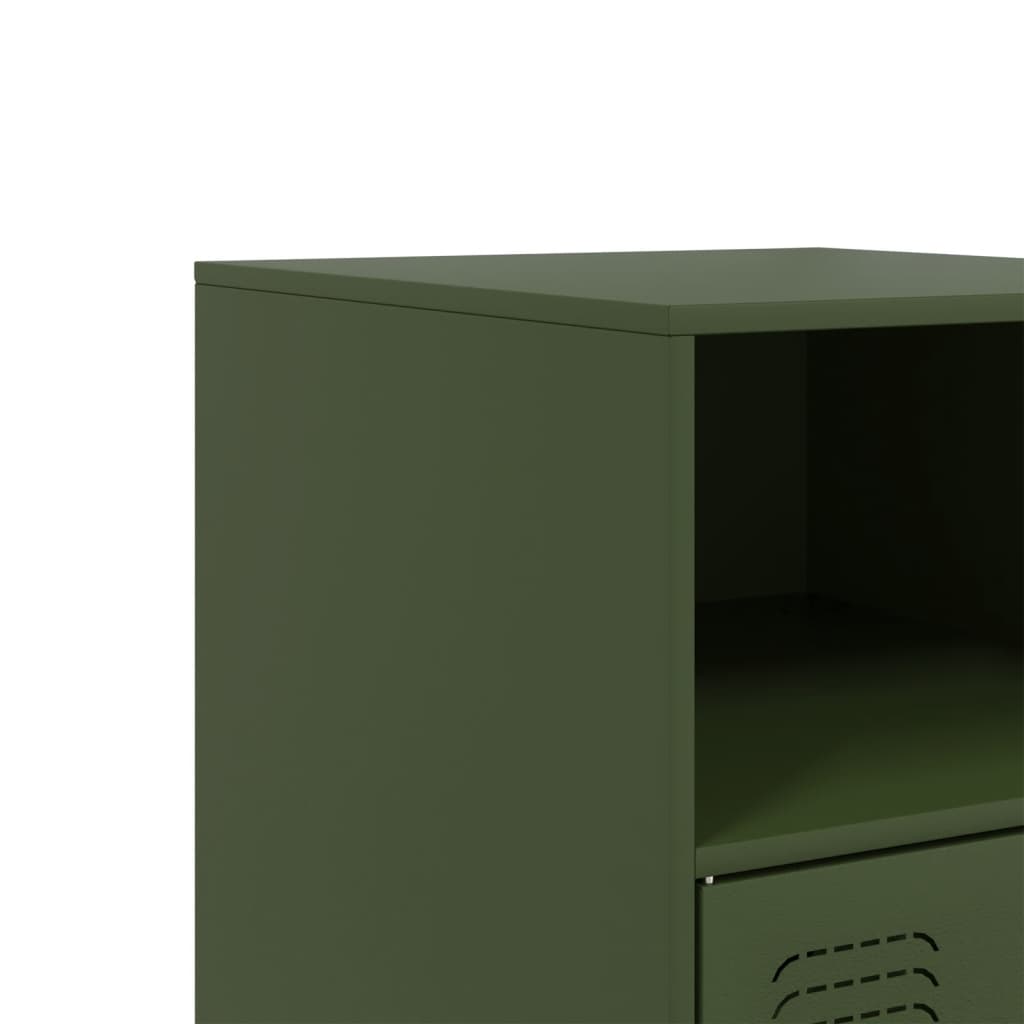 Noptiere, 2 buc., verde olive, 34,5x39x62 cm, oțel GartenMobel Dekor