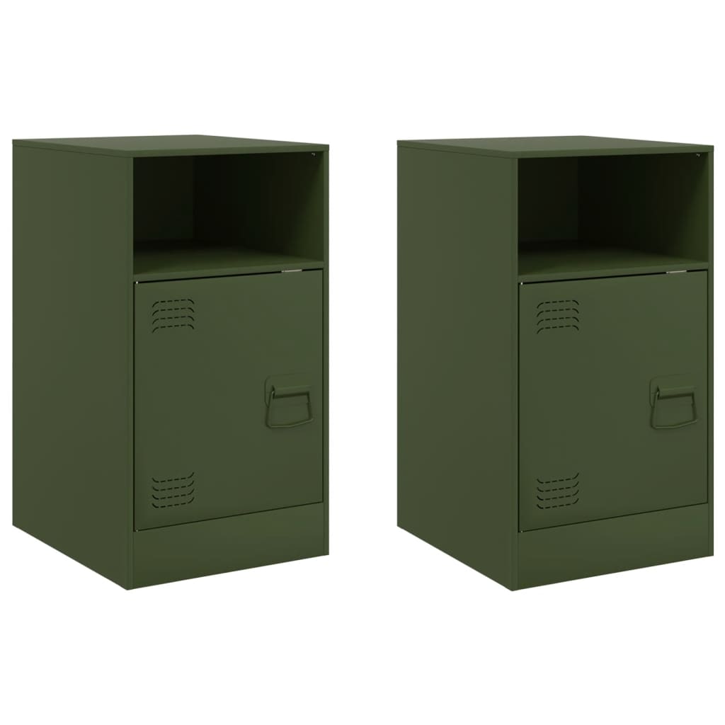 Noptiere, 2 buc., verde olive, 34,5x39x62 cm, oțel GartenMobel Dekor
