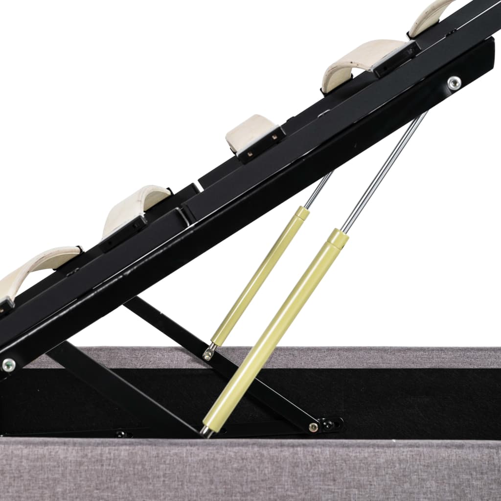 Cadru de pat hidraulic cu ladă, gri taupe, 100 x 200 cm, textil  GartenMobel Dekor
