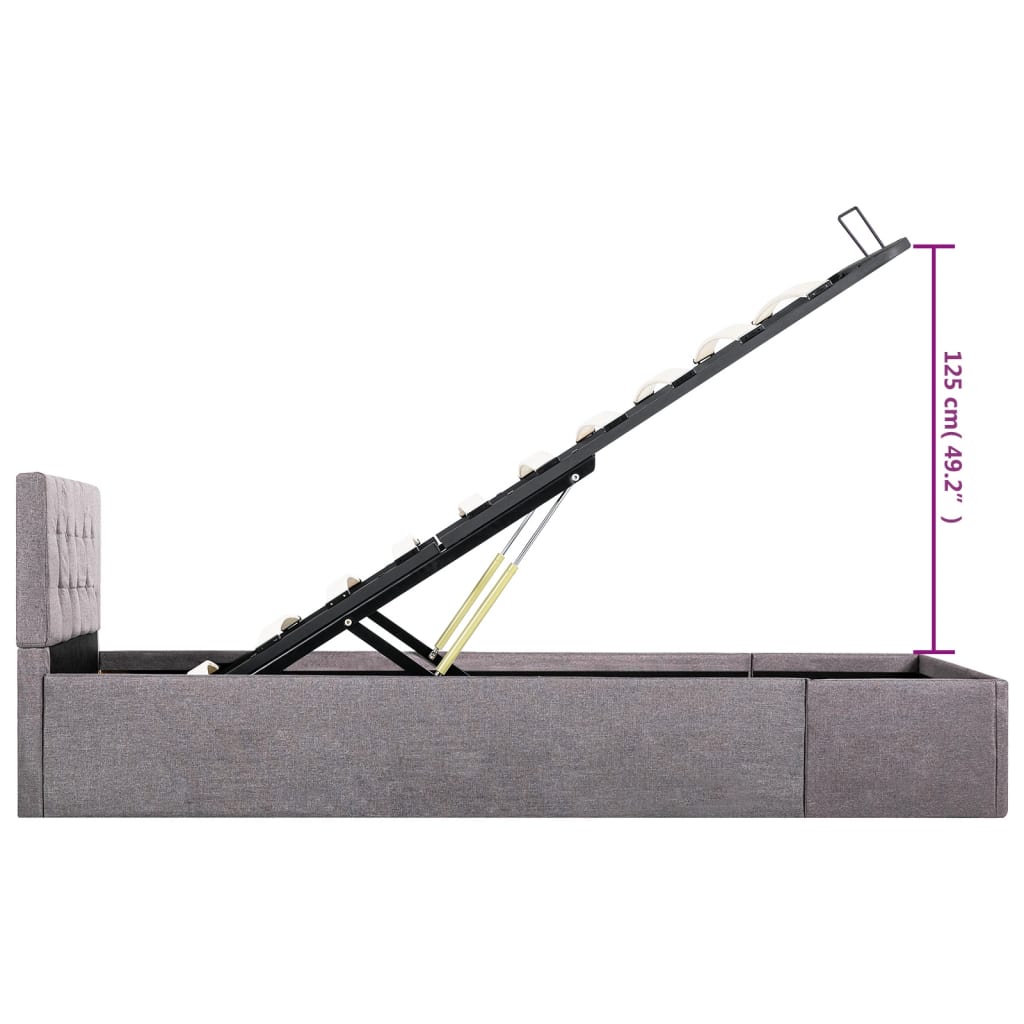 Cadru de pat hidraulic cu ladă, gri taupe, 100 x 200 cm, textil  GartenMobel Dekor