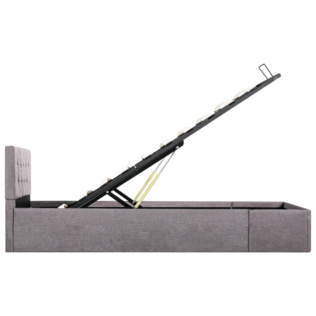 Cadru de pat hidraulic cu ladă, gri taupe, 100 x 200 cm, textil  GartenMobel Dekor