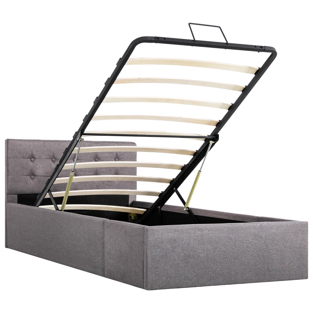 Cadru de pat hidraulic cu ladă, gri taupe, 100 x 200 cm, textil  GartenMobel Dekor