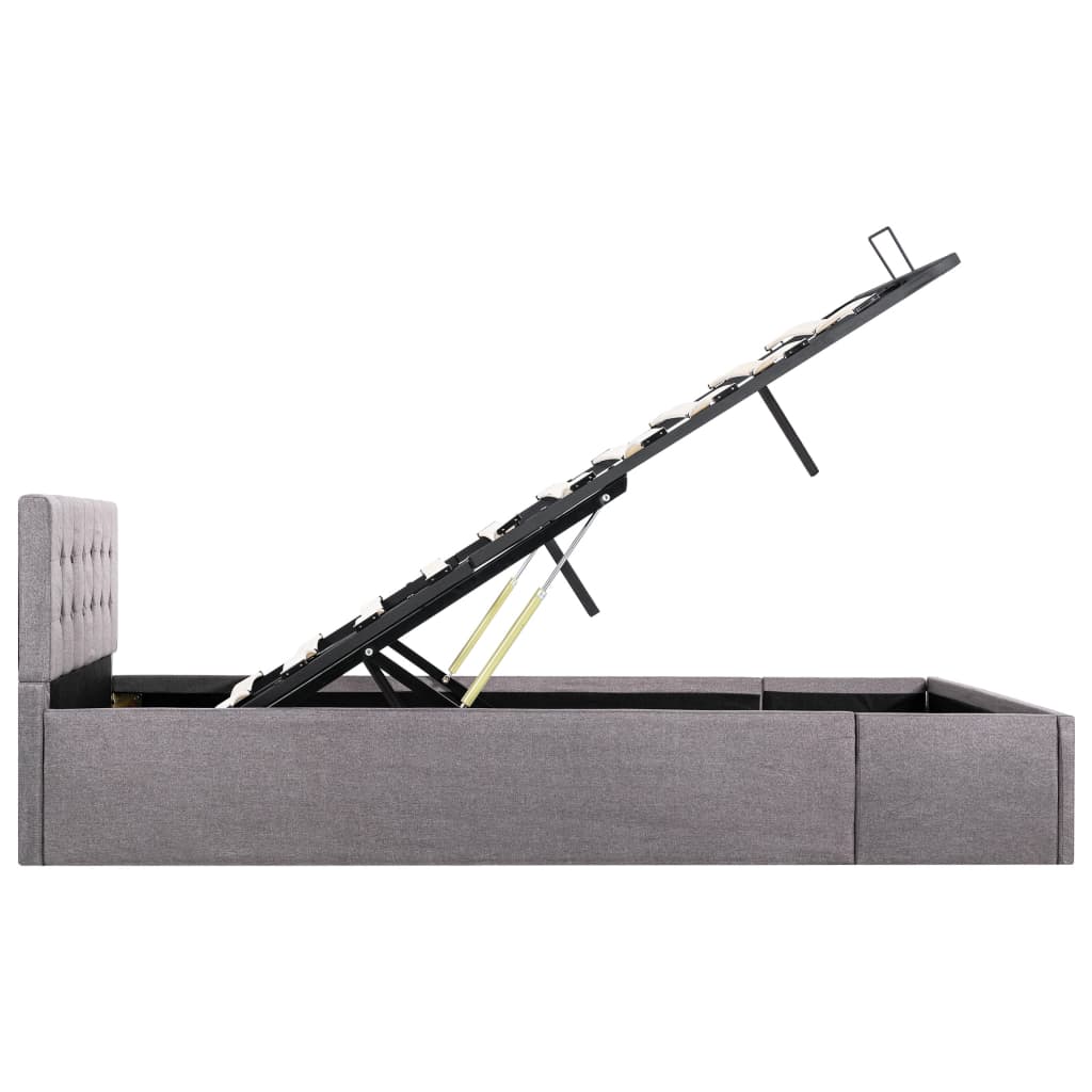 Cadru de pat hidraulic cu ladă, gri taupe, 120 x 200 cm, textil  GartenMobel Dekor