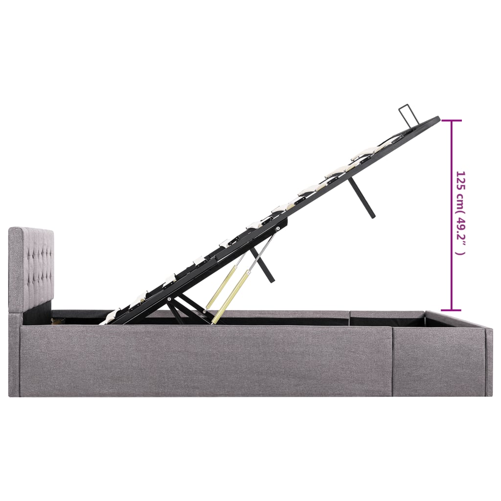 Cadru de pat hidraulic cu ladă, gri taupe, 120 x 200 cm, textil  GartenMobel Dekor
