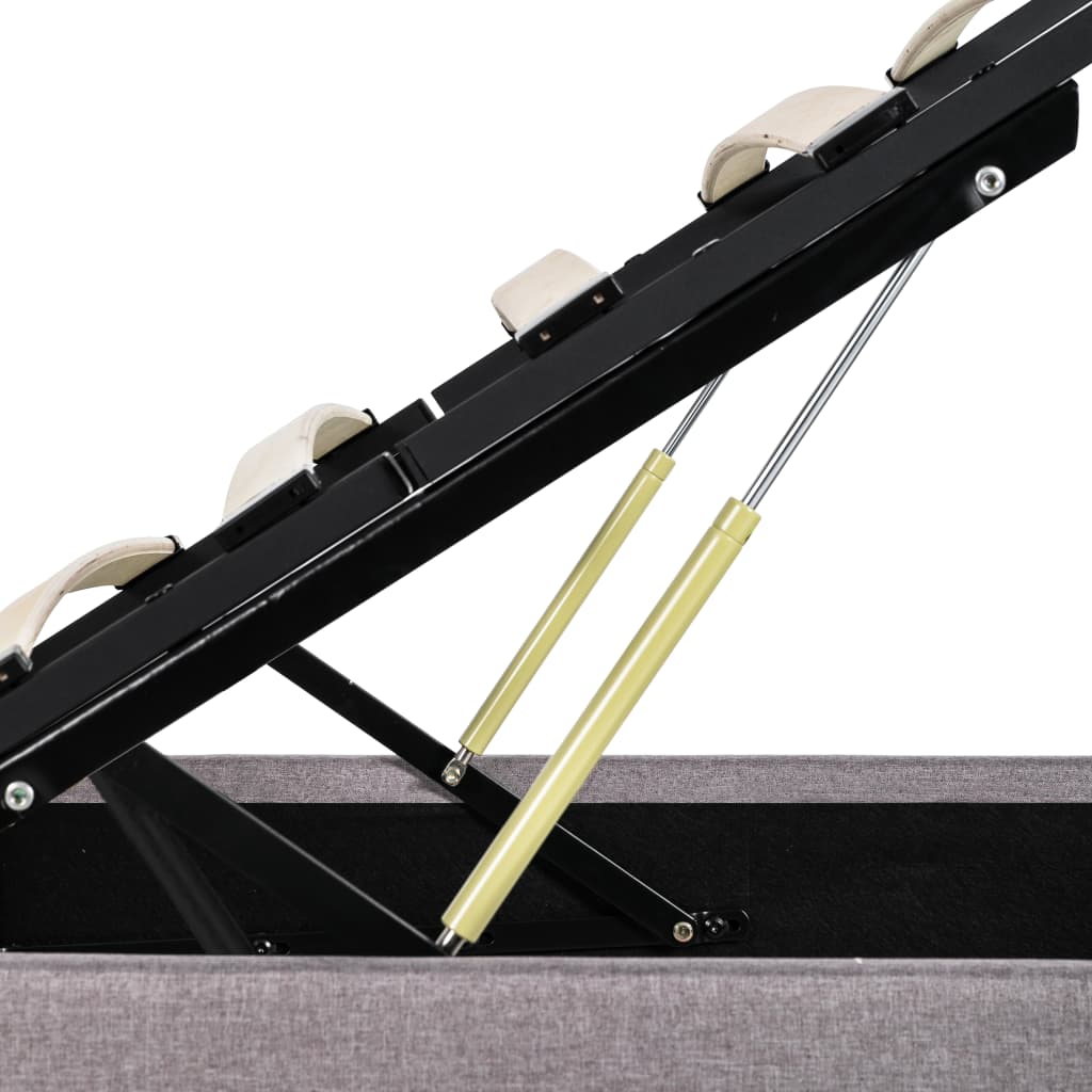 Cadru de pat hidraulic cu ladă, gri taupe, 120 x 200 cm, textil  GartenMobel Dekor