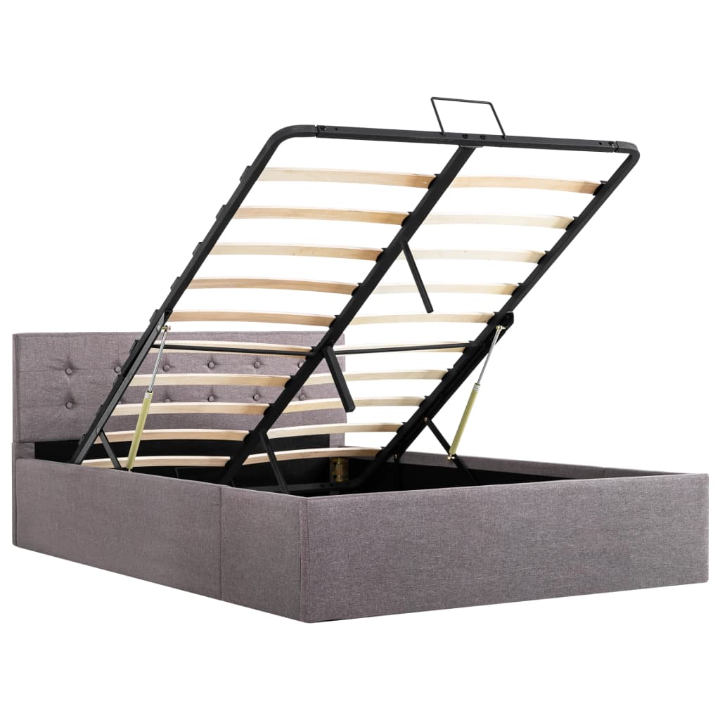 Cadru de pat hidraulic cu ladă, gri taupe, 120 x 200 cm, textil  GartenMobel Dekor