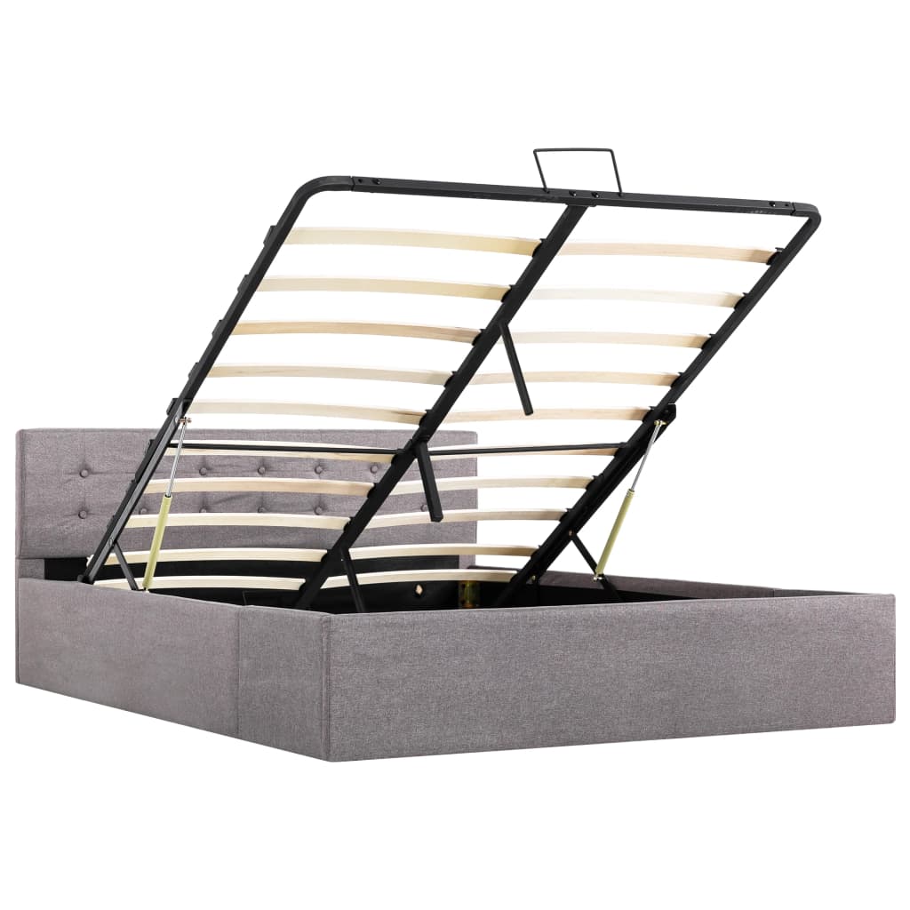 Cadru de pat hidraulic cu ladă, gri taupe, 140 x 200 cm, textil  GartenMobel Dekor