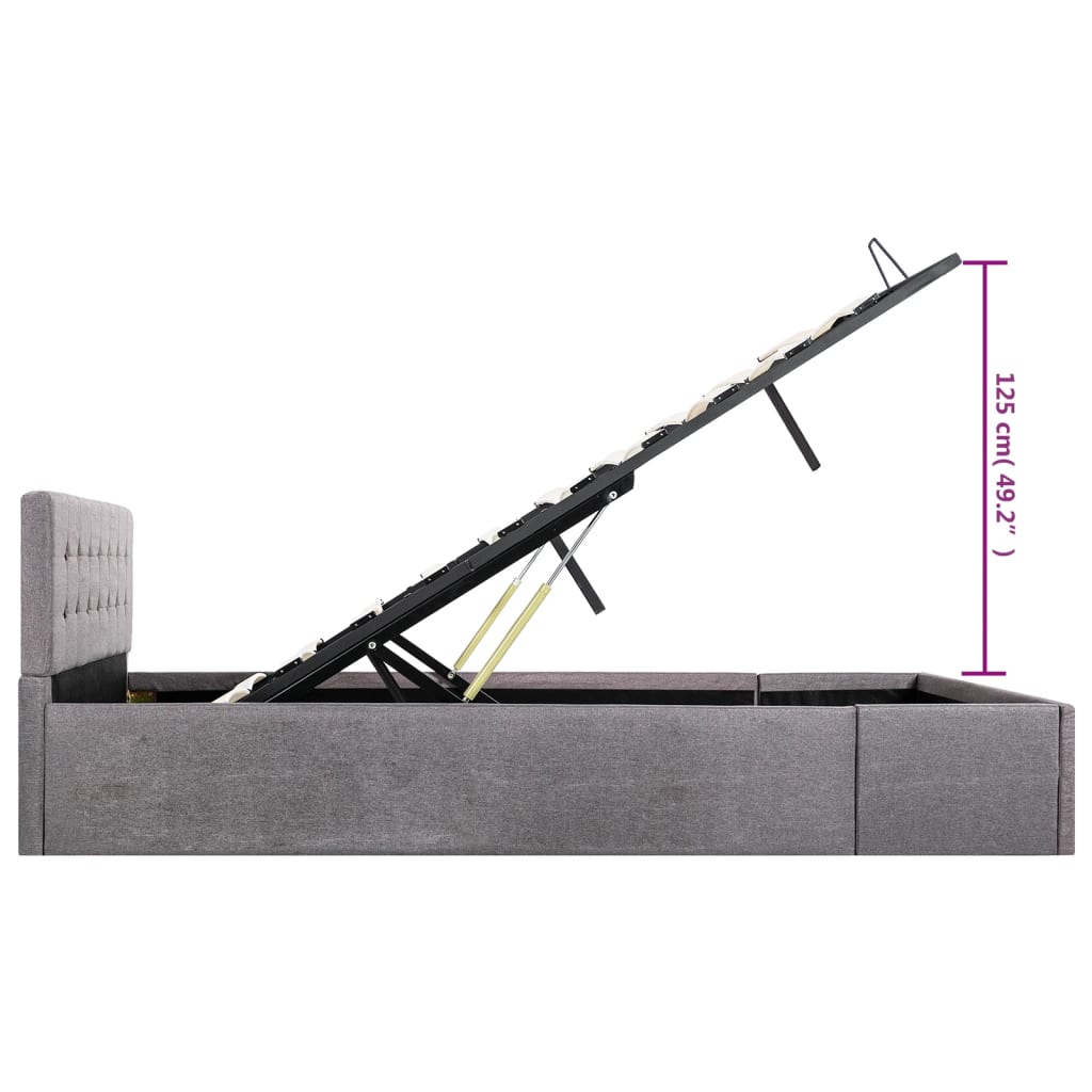 Cadru de pat hidraulic cu ladă, gri taupe, 140 x 200 cm, textil  GartenMobel Dekor