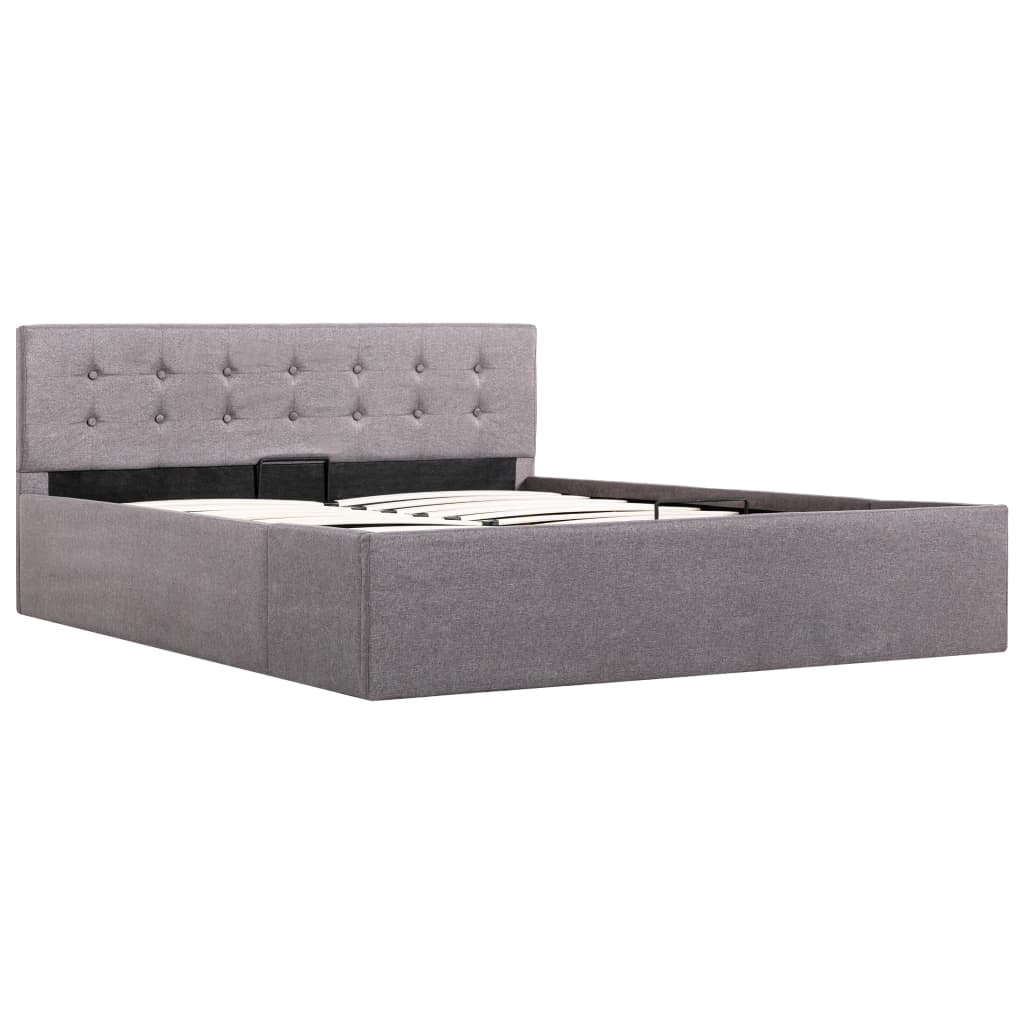 Cadru de pat hidraulic cu ladă, gri taupe, 140 x 200 cm, textil  GartenMobel Dekor