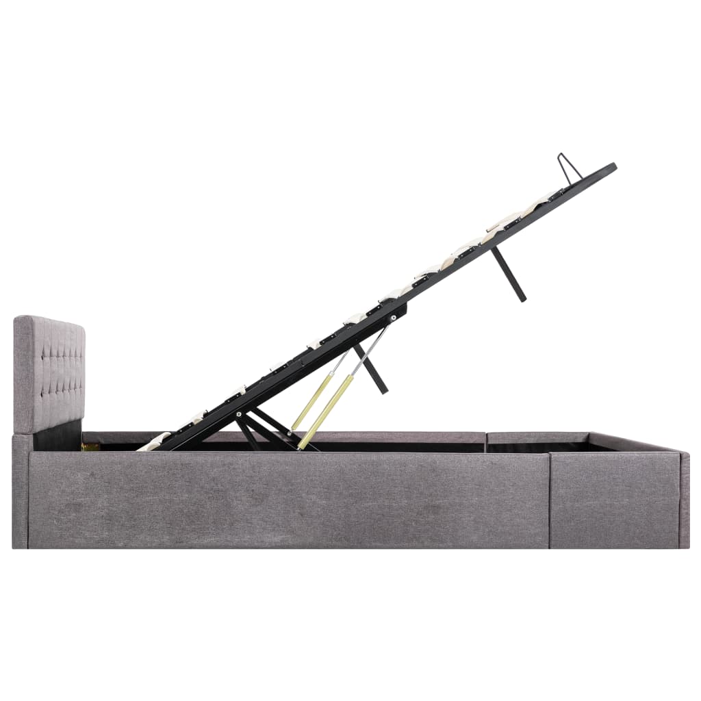 Cadru de pat hidraulic cu ladă, gri taupe, 140 x 200 cm, textil  GartenMobel Dekor