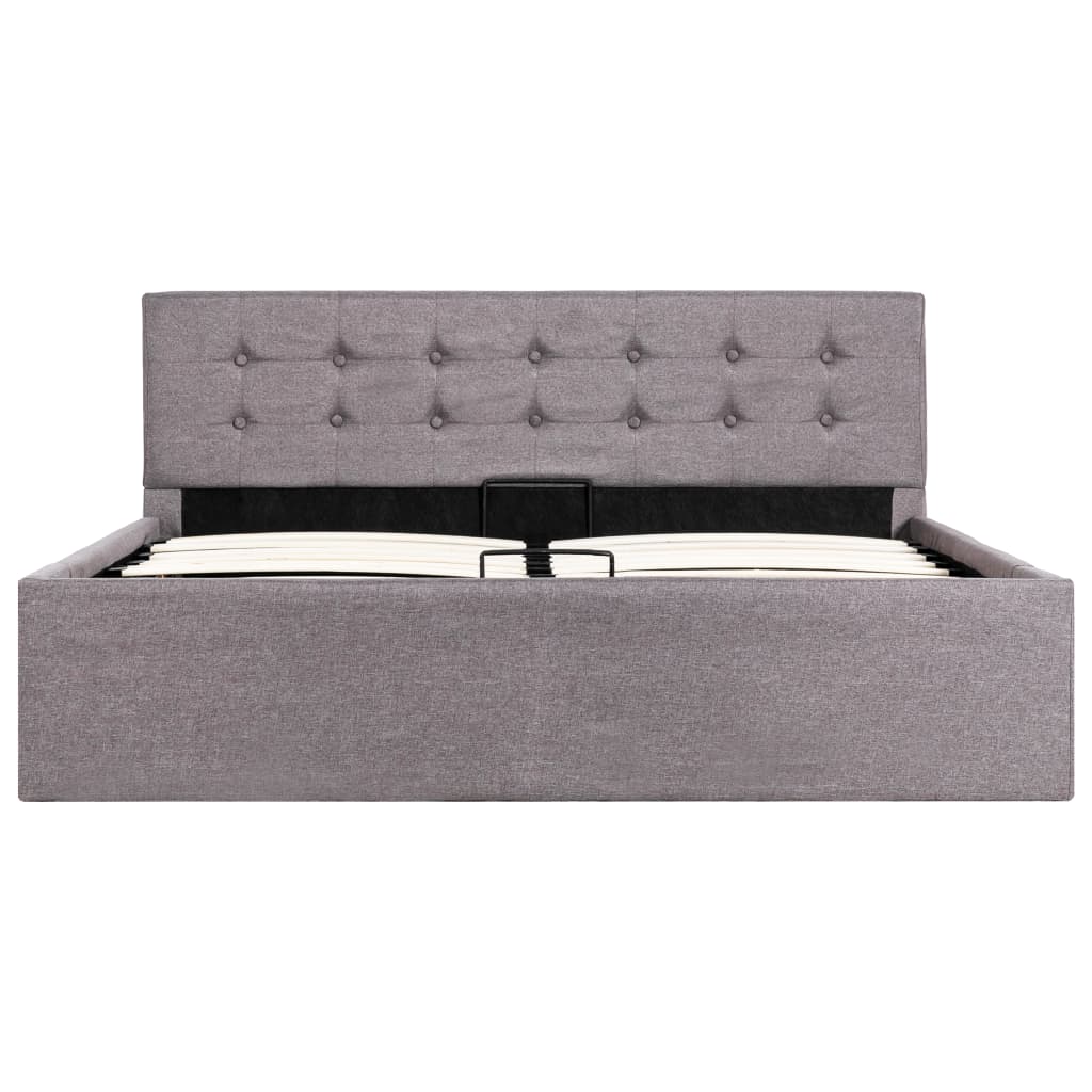 Cadru de pat hidraulic cu ladă, gri taupe, 140 x 200 cm, textil  GartenMobel Dekor