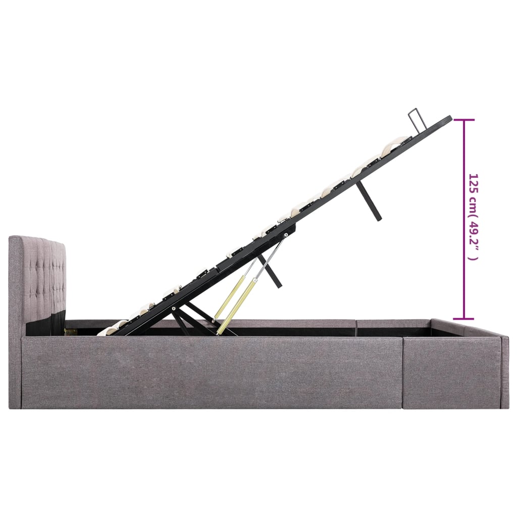 Cadru de pat hidraulic cu ladă, gri taupe, 160 x 200 cm, textil  GartenMobel Dekor