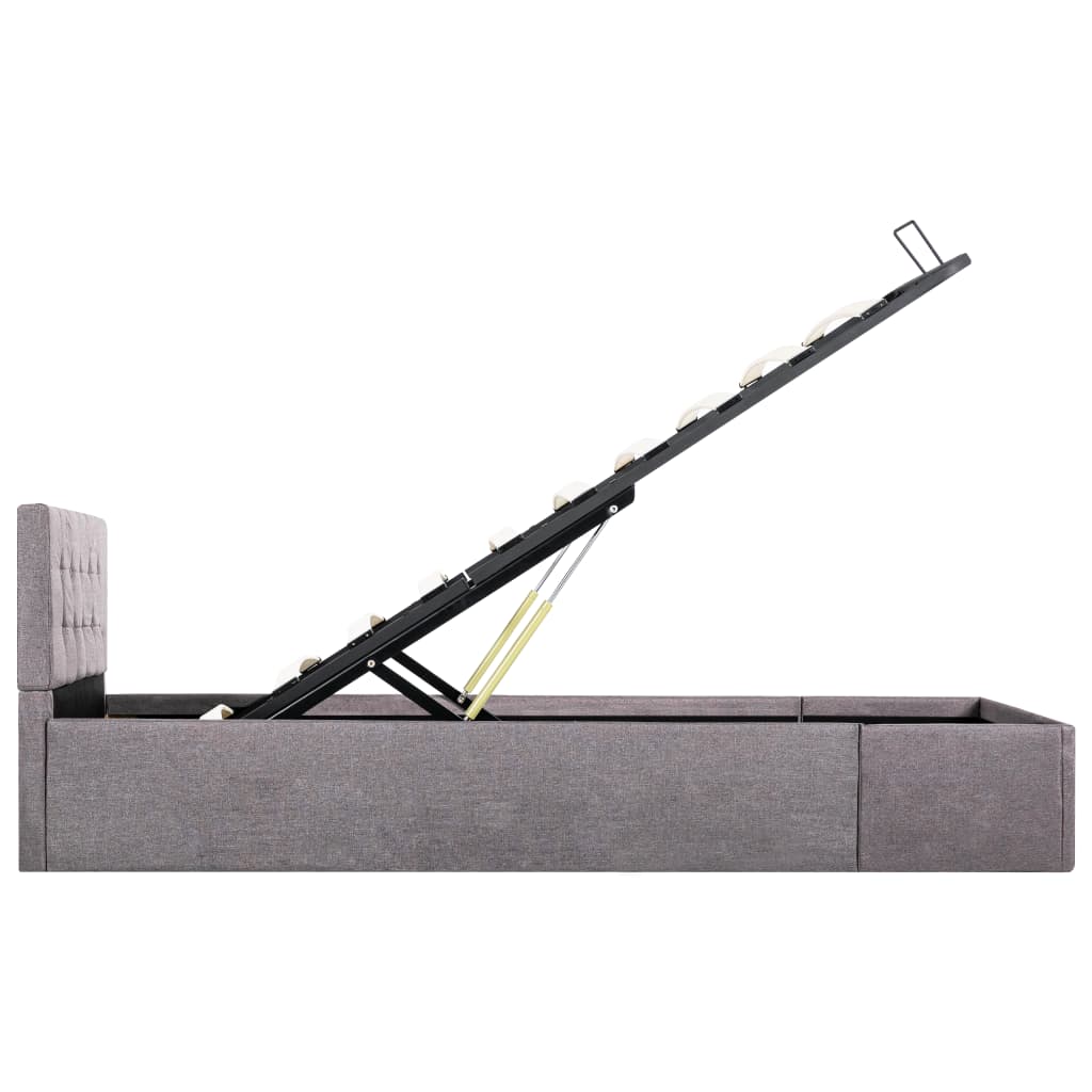 Cadru pat hidraulic cu depozitare, gri taupe, 90x200 cm, textil  GartenMobel Dekor